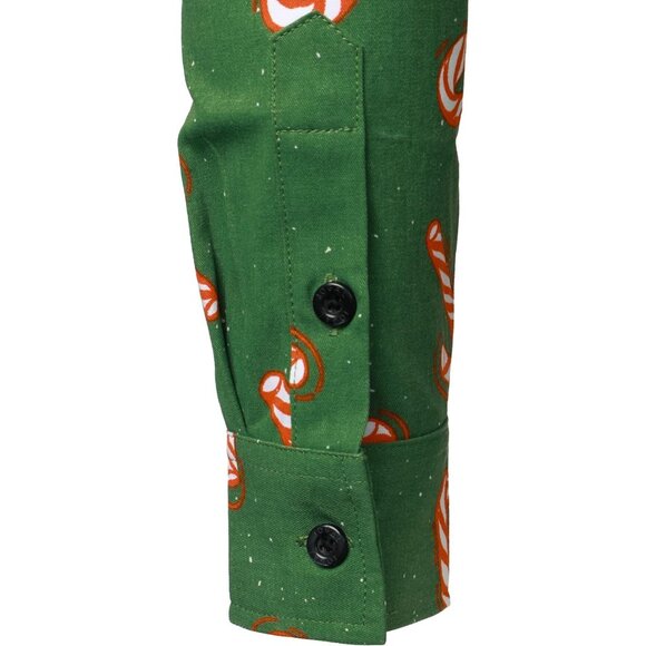 Men's Greencandy Christmas Sirts Claus Party Long Sleeve Button Down Shirts - Picture 6 of 7